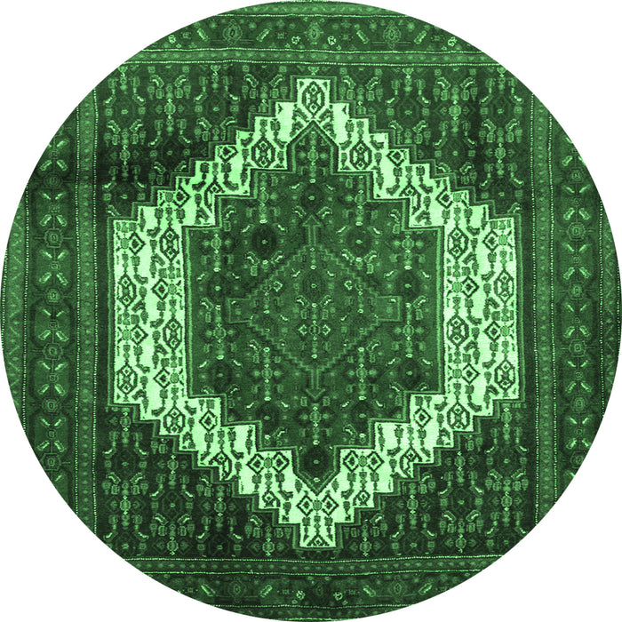 Round Persian Emerald Green Traditional Rug, tr6emgrn