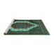 Sideview of Machine Washable Persian Turquoise Traditional Area Rugs, wshtr6turq