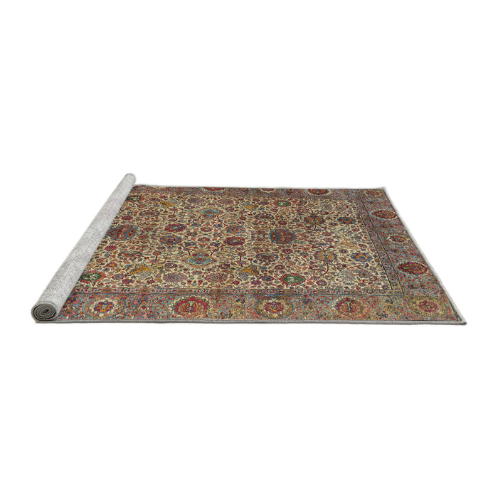 Sideview of Machine Washable Traditional Brown Red Rug, wshtr7