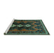 Sideview of Machine Washable Persian Turquoise Traditional Area Rugs, wshtr700turq