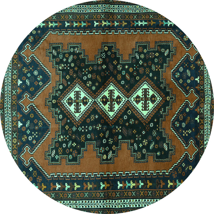 Round Persian Turquoise Traditional Rug, tr700turq