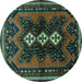 Round Persian Turquoise Traditional Rug, tr700turq