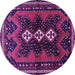 Round Machine Washable Persian Purple Traditional Area Rugs, wshtr700pur