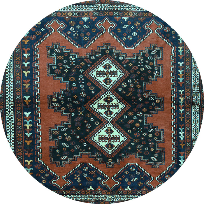 Round Machine Washable Persian Light Blue Traditional Rug, wshtr700lblu