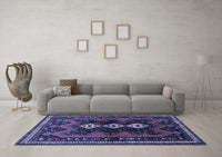 Machine Washable Persian Blue Traditional Rug, wshtr700blu