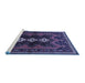 Sideview of Machine Washable Persian Blue Traditional Rug, wshtr700blu