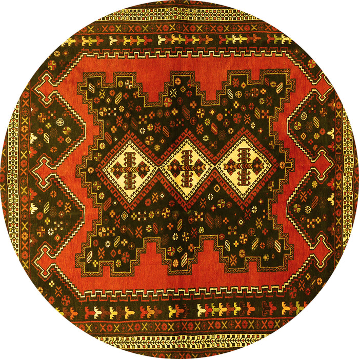 Round Persian Yellow Traditional Rug, tr700yw
