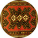 Round Persian Yellow Traditional Rug, tr700yw
