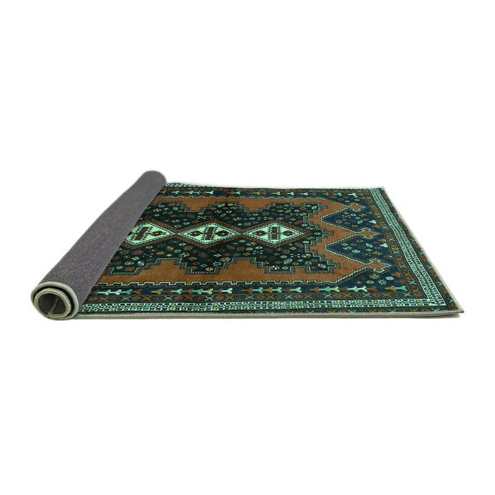 Sideview of Persian Turquoise Traditional Rug, tr700turq
