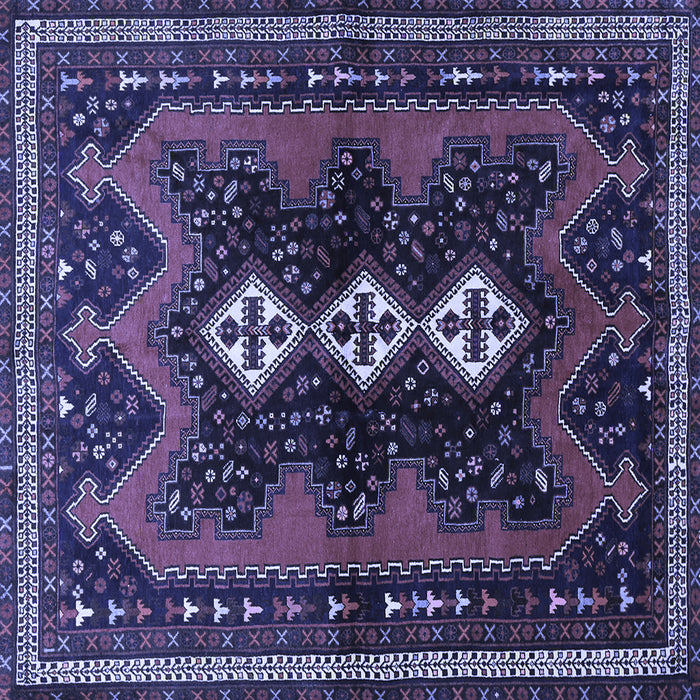 Square Machine Washable Persian Blue Traditional Rug, wshtr700blu