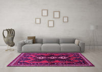 Machine Washable Persian Pink Traditional Rug, wshtr700pnk