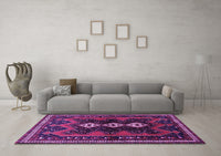 Machine Washable Persian Purple Traditional Rug, wshtr700pur