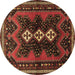 Round Machine Washable Persian Brown Traditional Rug, wshtr700brn