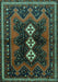 Machine Washable Persian Turquoise Traditional Area Rugs, wshtr700turq