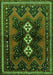 Serging Thickness of Machine Washable Persian Green Traditional Area Rugs, wshtr700grn