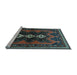 Sideview of Machine Washable Persian Light Blue Traditional Rug, wshtr700lblu