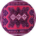 Round Machine Washable Persian Pink Traditional Rug, wshtr700pnk