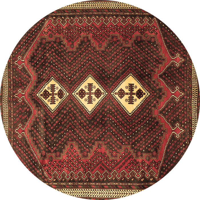 Round Persian Brown Traditional Rug, tr701brn
