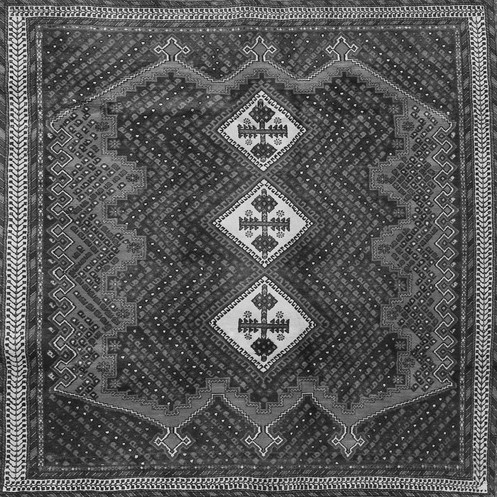 Round Machine Washable Persian Gray Traditional Rug, wshtr701gry