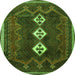 Square Persian Green Traditional Rug, tr701grn