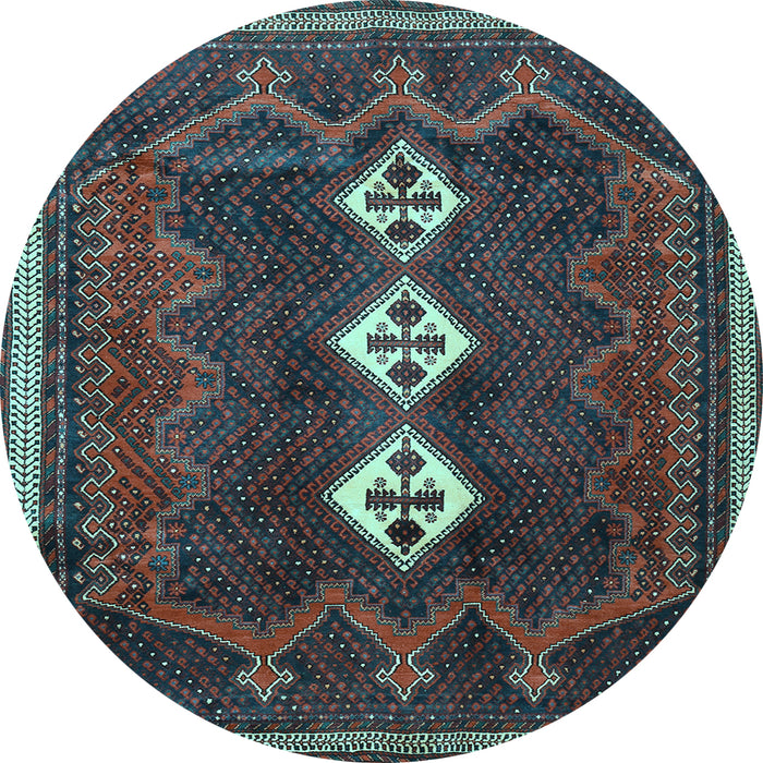 Round Machine Washable Persian Light Blue Traditional Rug, wshtr701lblu
