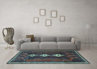 Machine Washable Persian Light Blue Traditional Rug, wshtr701lblu