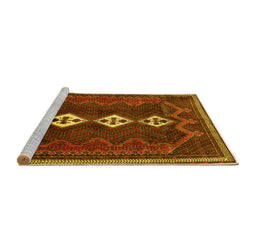 Sideview of Machine Washable Persian Yellow Traditional Rug, wshtr701yw