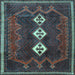 Square Persian Light Blue Traditional Rug, tr701lblu
