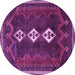 Round Machine Washable Persian Purple Traditional Area Rugs, wshtr701pur