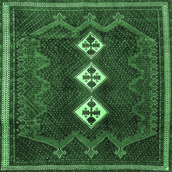 Square Persian Emerald Green Traditional Rug, tr701emgrn