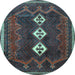Round Persian Light Blue Traditional Rug, tr701lblu