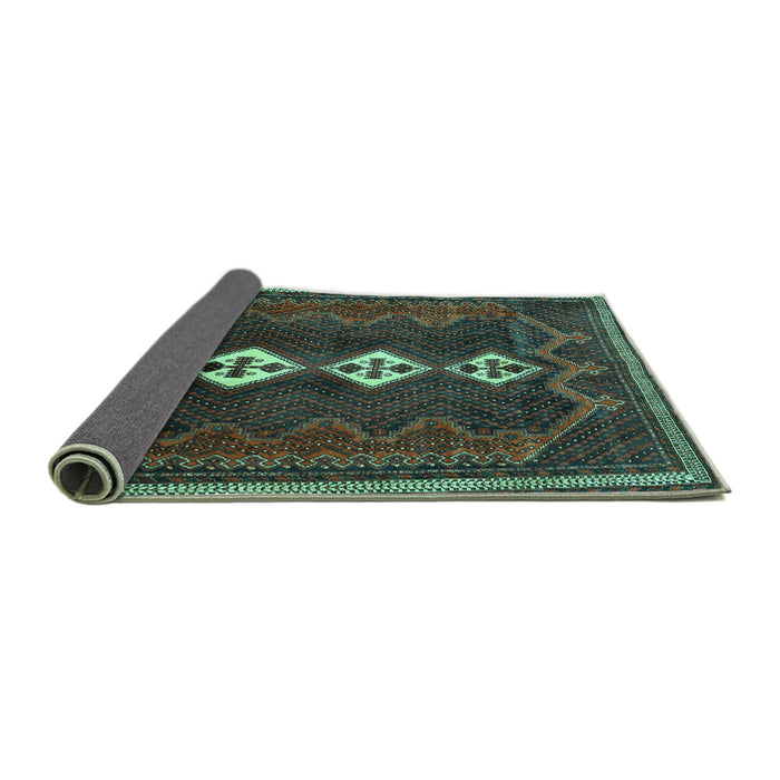 Sideview of Persian Turquoise Traditional Rug, tr701turq