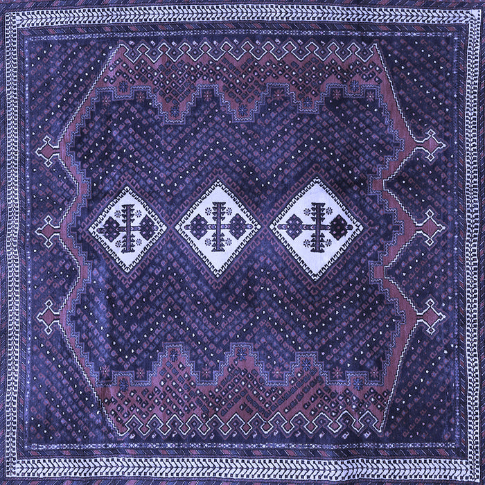 Square Machine Washable Persian Blue Traditional Rug, wshtr701blu