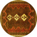 Round Persian Yellow Traditional Rug, tr701yw
