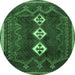 Round Persian Emerald Green Traditional Rug, tr701emgrn