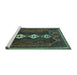 Sideview of Machine Washable Persian Turquoise Traditional Area Rugs, wshtr701turq