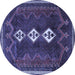 Round Persian Blue Traditional Rug, tr701blu