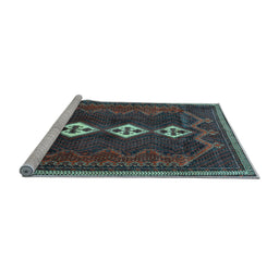 Sideview of Machine Washable Persian Light Blue Traditional Rug, wshtr701lblu