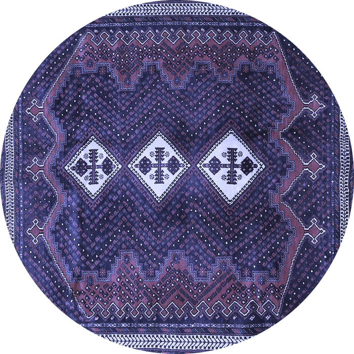 Round Machine Washable Persian Blue Traditional Rug, wshtr701blu