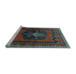 Sideview of Machine Washable Persian Light Blue Traditional Rug, wshtr702lblu