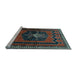 Sideview of Machine Washable Persian Light Blue Traditional Rug, wshtr702lblu