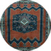 Round Persian Light Blue Traditional Rug, tr702lblu