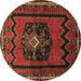 Round Machine Washable Persian Brown Traditional Rug, wshtr702brn