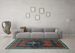 Machine Washable Persian Light Blue Traditional Rug in a Living Room, wshtr702lblu