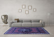 Machine Washable Persian Blue Traditional Rug in a Living Room, wshtr702blu