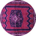 Round Machine Washable Persian Purple Traditional Area Rugs, wshtr702pur