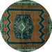 Round Machine Washable Persian Turquoise Traditional Area Rugs, wshtr702turq