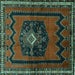 Square Machine Washable Persian Turquoise Traditional Area Rugs, wshtr702turq