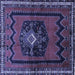 Square Machine Washable Persian Blue Traditional Rug, wshtr702blu