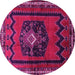 Round Machine Washable Persian Pink Traditional Rug, wshtr702pnk